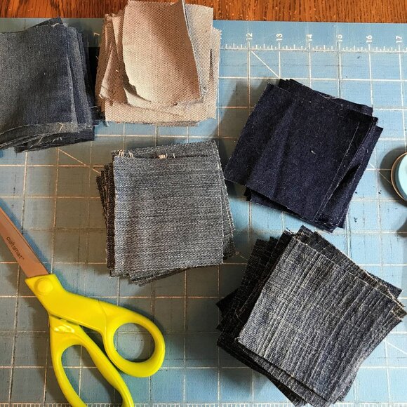 Table Rock Lake Map Patchwork Denim Jacket, Men M: Upcycled Handmade Distressed - Picture 5 of 10